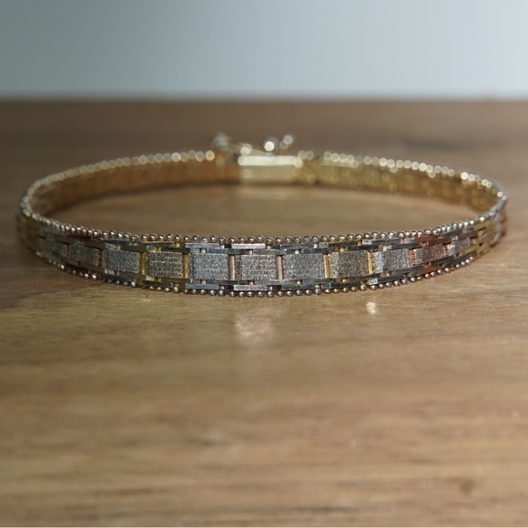 Riccio Jewelry - Vintage Sterling Silver Tri-Color Graduated RICCIO Bracelet MADE IN ITALY 925